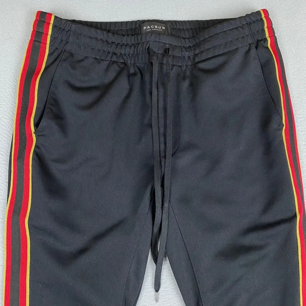 PacSun Side Stripe Tapered Track Pants Mens Large Black Red Yellow